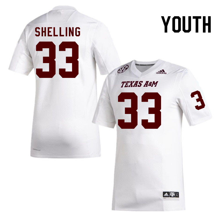 Youth #33 Charles Shelling Texas A&M Aggies College Football Jerseys Stitched Sale-White